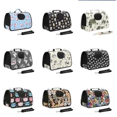 Imagem de Bolsa de Transporte para Cães e Gatos, Tecido com Espuma Estruturada, Preto, 30x35x30cm, Tela Frontal e Traseira, Fundo Removível, até 5kg