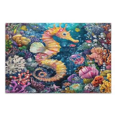 Imagem de Quebra-cabeças coloridos de cavalo marinho para adultos com letras nas costas para adultos 1000 peças