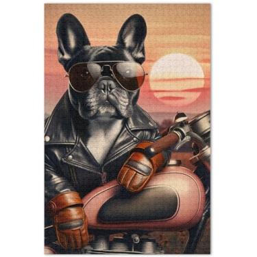 Imagem de Quebra-cabeça engraçado buldogue fofo animal 500 peças para adultos arte floral animal presentes masculinos únicos divertidos bobos, 50 x 35 centímetros