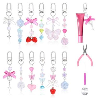 Imagem de WADORN 12Pcs Lip Gloss Keychain Making Kit, Bulk DIY Lip Balm Key Chain Supplies Kit Including Charms, Swivel Clasps, Jump Rings, Pliers and Awls for Women Gifts DIY Crafts Phone Chains Bags Purse