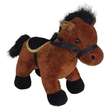 Imagem de Cavalo de Pelúcia Sela Marrom em Pé