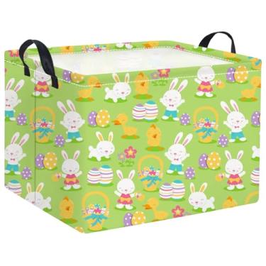 Imagem de HIYAGON Cesta De Páscoa Para Crianças, Bebês Vazios Meninos E Meninas, Caixa Organizadora Armazenamento Brinquedos, Decoração Quarto Com Ovo Retangular Coelho
