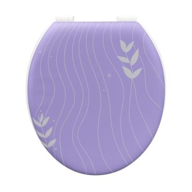 Imagem de Tampa de Privada Vaso Sanitário Almofadada Estampada Universal Fácil de Instalar(Lilás)