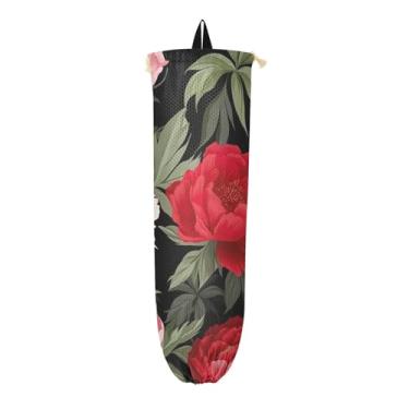 Imagem de Porta-sacos plásticos de flores de peônia floral, organizador de saco de armazenamento de cozinha, suportes de sacolas de compras para sacolas de supermercado