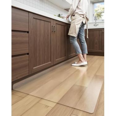 Imagem de DEXI Tapete de plástico para cozinha 58 x 149 cm, tapete protetor de piso de vinil impermeável, tapete transparente para lavanderia interna, corredor, pia frontal