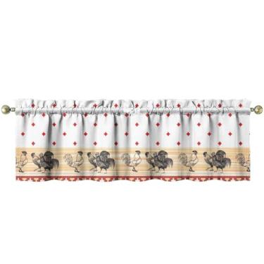 Imagem de Nojuikm Sanefas de cozinha de galinha engraçadas decoração de janela pequena cortinas sobre pia design para cozinha, quarto, lavanderia, decoração de casa 45 x 137 cm