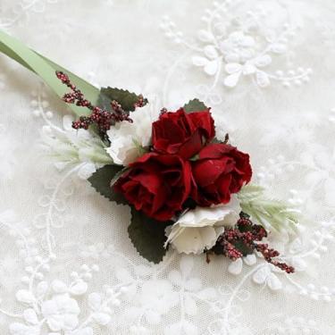 Imagem de 1 pacote de corsetes de pulso rosa para casamento, baile de formatura, festa de formatura, flores artificiais para noivas, damas de honra, mãe da noiva e noivo