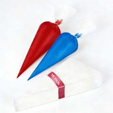 Imagem de 100 sacos de confeitar descartáveis – sacos de confeitar sem tipless | Sacos de confeitar | Sacos de cobertura para decoração de bolos e biscoitos (sacos de 40,6 cm - A)