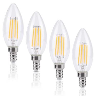 Imagem de KINUR Lâmpadas LED E12 Candelabro 4 Watt (equivalente a 40 Watts) Lâmpadas LED Lustre 2700K Branco Quente Lâmpada Decorativa Vela Lâmpada B11 Ventilador de Teto Não Regulável, Pacote com 4
