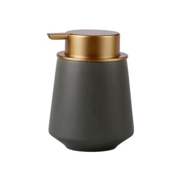 Imagem de Dispensador de sabão de cerâmica com bomba fácil de pressionar 400 ml frasco de loção de sabão de porcelana para banheiro ou pia de cozinha (preto)