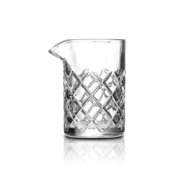 Imagem de Fioance Copo de mistura de coquetel de 425 g com fundo pesado, vidro de mistura de cristal sem costura para mexer coquetéis, acessório de barman à moda antiga - presente para o dia dos pais