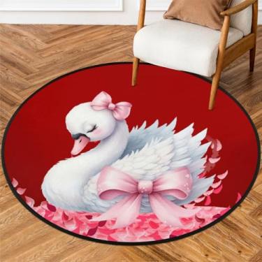 Imagem de Tapete redondo pequeno de 1,5 m para dia dos namorados, tapete circular antiderrapante, lavável, para quarto, sala de estar, berçário, cozinha, banheiro, entrada, decoração de casa