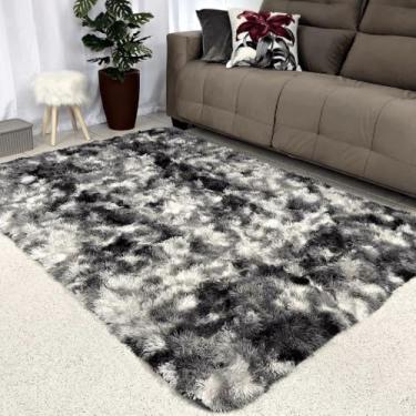 Imagem de Tapete Sala 1,00 X 1,50 Peludo Shaggy Macio Quarto Felpudo (Cinza mesclado)