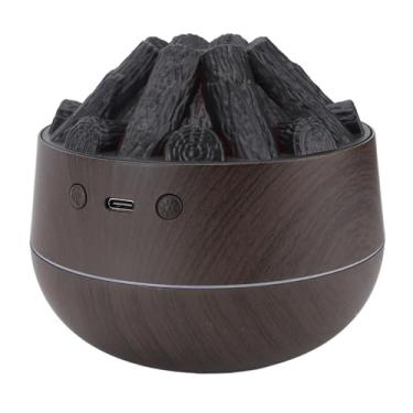 Imagem de Yinhing Umidificador Com Carvão Simulado Umidificador de Mesa USB Portátil Capacidade de 300 ML Acabamento Elegante de Grão de Madeira Escura Difusor Elegante de Aromaterapia Ideal para Uso