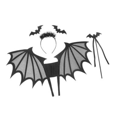 Imagem de Hailong Ming Conjunto de Fantasia de Diabo para O Halloween, Conjunto Clássico com Tiara de Asas de Diabo para Baile de Máscaras E Carnaval, Bastão