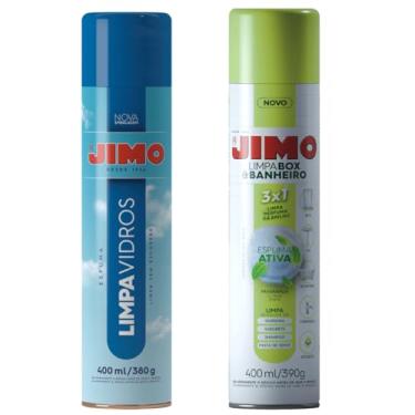 Imagem de Kit Jimo 1 Limpa Vidros 400ml + 1 Limpa Box & Banheiro 400ml (Espuma)