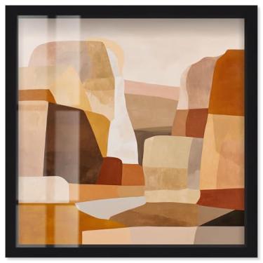 Imagem de Desert Forms II Shadowbox Print Taupe Boho Wall Art por Art Remedy, moldura preta, 63 x 63 cm