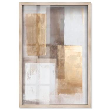 Imagem de Interlocking of Planes II Shadowbox Print Boho Gold Wall Art por Art Remedy, moldura loira, 28 x 40 cm