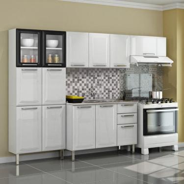 Imagem de Cozinha Itatiaia Tarsila Compacta 4 Peças 2 Vidros Pia Inox Paneleiro 80 cm