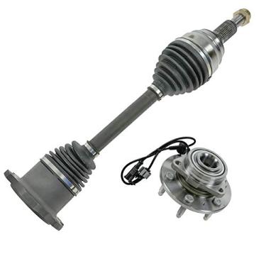 Imagem de TRQ Kit de direção de 2 peças com cubo de roda e conjunto de rolamento com eixo CV para Chevy Silverado 1500 Suburban Tahoe Avalanche GMC Sierra 1500 Yukon Cadillac Escalade 2007-2013