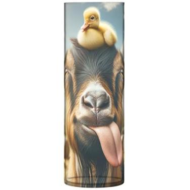 Imagem de Engraçado cabra vaca pato animal cilindro vaso de flores decorativo vaso de flores alto plástico personalizado floral moderno decorações, 30 cm x 9,9 cm