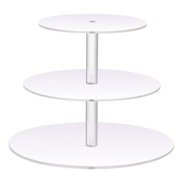 Imagem de Suporte de cupcake ombré, gradiente, branco, 3 camadas, para chá e festa, acrílico, torre de bolo, aniversário, casamento, sobremesa, expositor de mesa, bandejas de comida em camadas