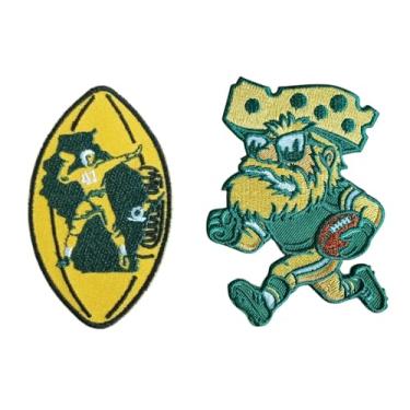 Imagem de Cabeça de queijo verde e logotipo de futebol amarelo remendos bordados passar a ferro e costurar, artesanato