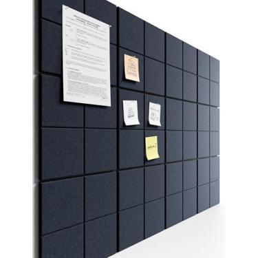 Imagem de Bumusty Quadro de cortiça grande alternativo - 47 x 35 azulejos de quadro de avisos de feltro, com 30 pinos, 70 abas adesivas, 12 painéis de parede de ripas, quadros de cortiça para escritório placa