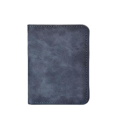 Imagem de Carteira masculina clássica azul com zíper cruzado, couro genuíno, sensação de vários cartões, design clássico azul com zíper curto com grão cruzado, sensação de couro legítimo, vários cartões