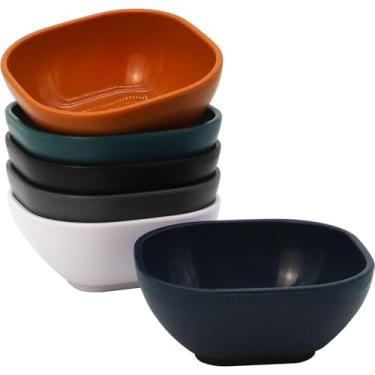 Imagem de MKYHBOO Pratos de molho de soja de palha de trigo, 6 tigelas de sobremesa pequenas, tigela inquebrável de 156 g, mini tigelas de preparação de 9,4 cm, conjunto de tigelas de beliscar P