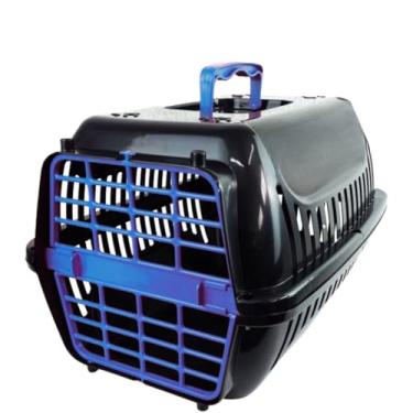 Imagem de Caixa de Transporte Gato 1 OU 2 Caixa de Transporte Cachorro Casinha de Gato para Viagens Terrestres(PRETO AZUL,Nº2)