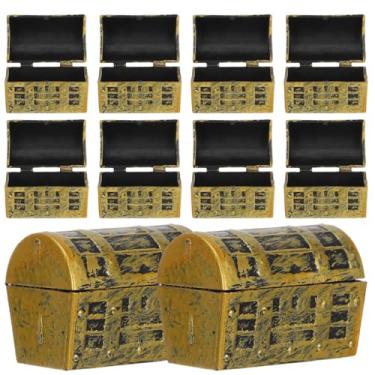 Imagem de 10 Peças Mini Baús De Tesouro Pirata Plástico Com Acabamento Dourado Caixa Jogos Brinquedos Conjunto Festa Aniversário Lembrancinhas Suprimentos