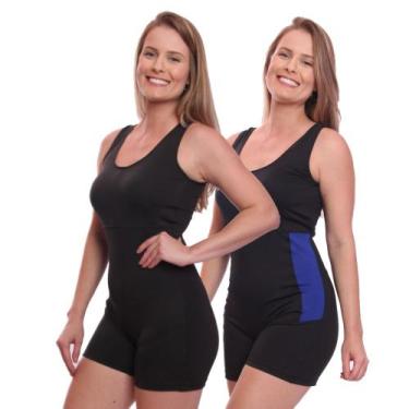 Imagem de Kit 2 Maiôs Natação Hidroginástica + 2 Toucas. - Brás E Cia, Preto, Az