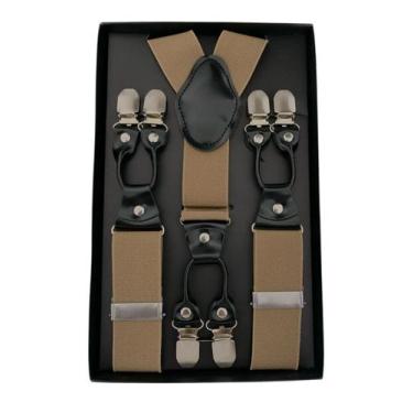 Imagem de Suspensório King 3,5cm Masculino Luxo 6 Garras Reforçado Adulto, Bege