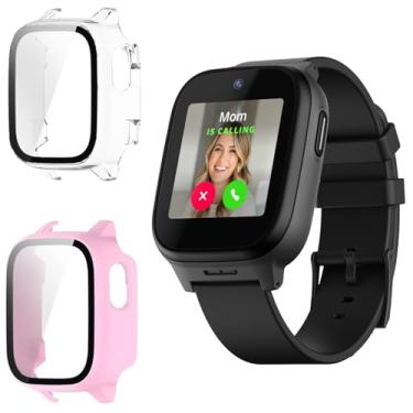 Imagem de beukei Pacote com 2 capas protetoras de tela compatíveis com o relógio inteligente Cosmo JrTrack 5 Kids, capa protetora rígida de policarbonato fino para substituição cobertura total (transparente +