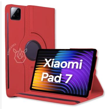 Imagem de Capa Giratória para Xiaomi Pad 7/7 Pro – Couro PU, Sleep/Wake, Magnética, Proteção Completa (Vermelho, Apenas Capa)