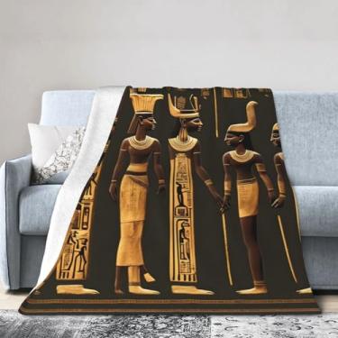 Imagem de Cobertor grande ultramacio com estampa de hieróglifo egípcio antigo, perfeito para cama, sofá e viagens, manta de flanela aconchegante e quente