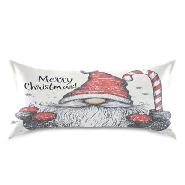 Imagem de Blueangle Linda fronha de cetim gnomo de Natal para cabelo e pele, fronha de seda, tamanho king (50,8 x 101,6 cm) - fronhas de cetim com fecho de envelope (196)