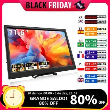 Imagem de Monitor Portátil HDMI De 11,6 Polegadas Para Laptop, Jogos, Tela Esten