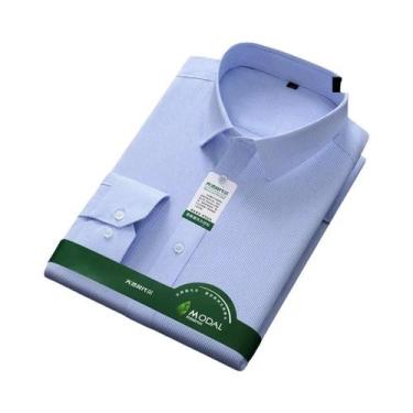 Imagem de Camisa Social Masculina Slim Fit De Manga Longa Antirrugas Branca Blus