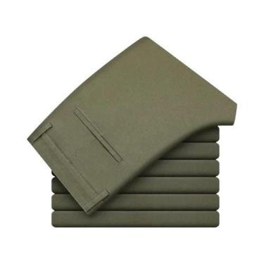 Imagem de Calças Casuais Slim Straight Masculinas 97% Algodão Confortáveis Com C