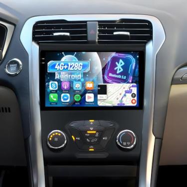 Imagem de [4 + 128 G] para Ford Mondeo Upgrade Radio 2013-2019: NHOPEEW 22.9 cm Android IPS Incell Touchscreen Mondeo Stereo - Carplay sem fio e Android Auto, 5G/WiFi, GPS, BT5.0, página inicial personalizada +