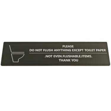 Imagem de Please Do Not Flush Anything Except Toilet Paper Sign Extended Toilet Graphic Minimalista Design 2025 upgrade, Ai rbnb, Lembrete essencial para aluguel de curto prazo escritório banheiro (preto)