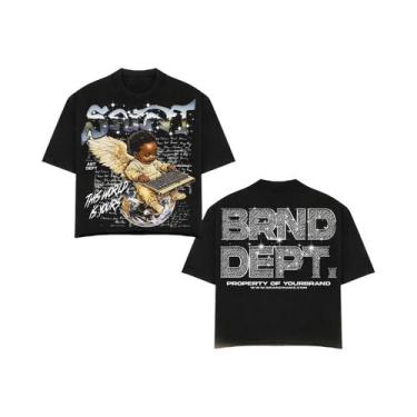 Imagem de Camiseta Gráfica Retro Hip-Hop Y2K Masculina Com Texto Marcante, Leve,