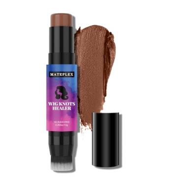 Imagem de MATEPLEX Corretor de cabelo para peruca com escova, curador de nós de peruca de cabeça dupla, corretivo para perucas de renda, parte frontal e linha do cabelo, fácil de colorir (04)