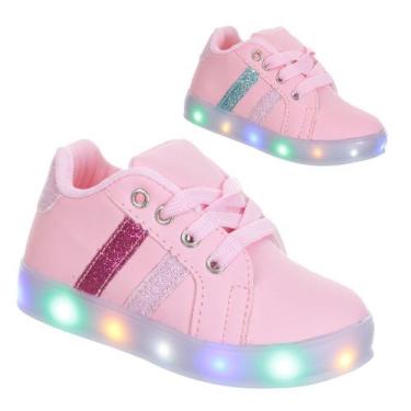 Imagem de Tenis Led Luz pisca Feminino infantil Rosa Color PC032, Rosa, Pink, 20