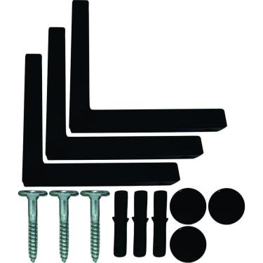 Imagem de Kit 4 Suportes Mão Francesa Cantoneira Prateira Preto 30Cm