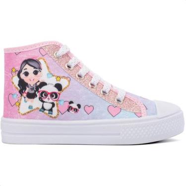 Imagem de Tênis Infantil Feminino Botinha Casual Lulu Menina Glitter, Rosa, 33/3