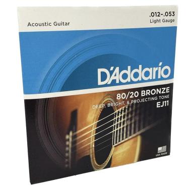Imagem de Encordoamento 12-53 D`Addario Ej11 Violão Aço Bronze 80/20