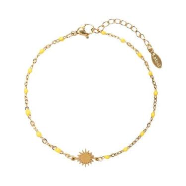 Imagem de Pulseira Feminina De Aço Inoxidável Com Esmalte Sol Para Festas Na Pra